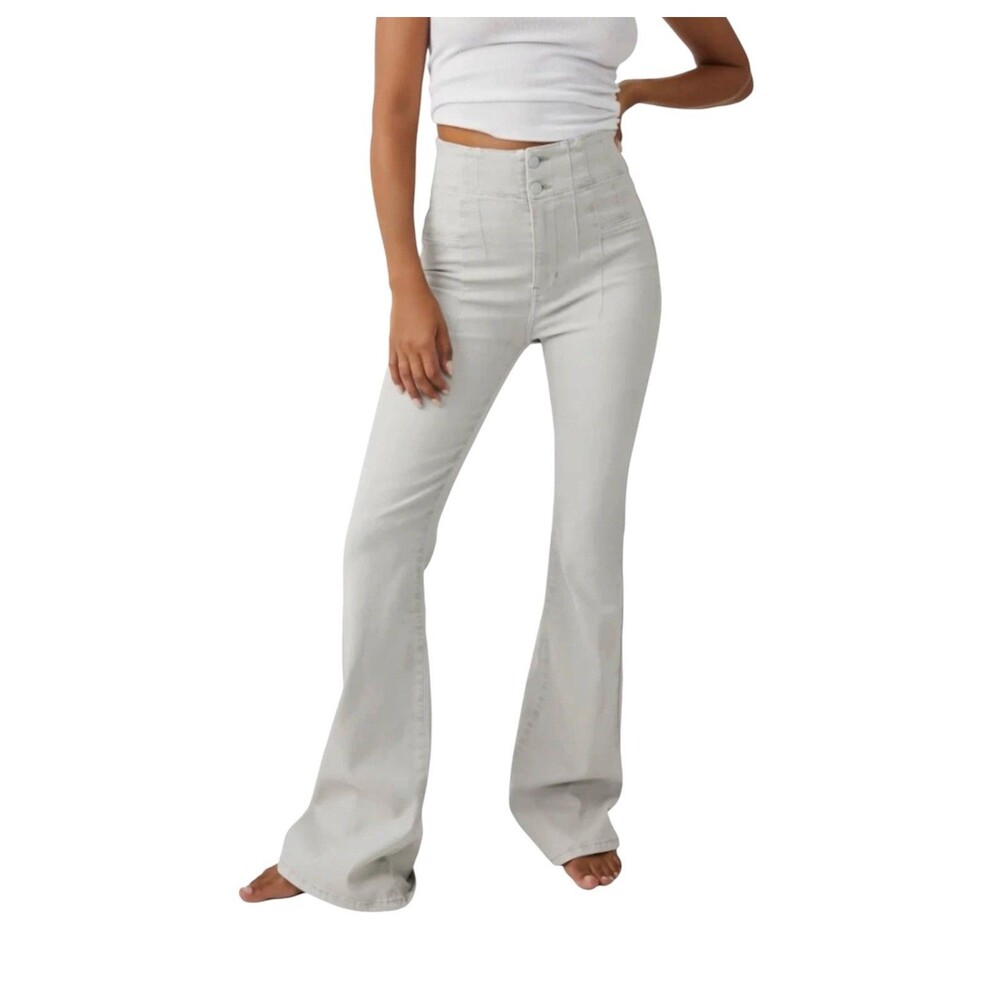 Free People Women’s Grey We the Free Jayde High Waist Flare Pants Size 32